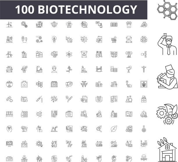 生物技术线性图标集图片下载