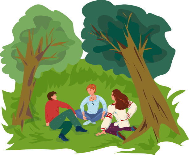 可爱的群友们正在绿草地上休息图片下载