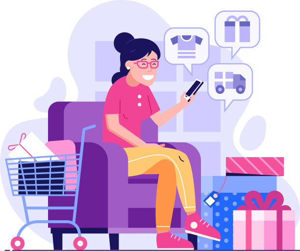 快乐女孩在家网上购物图片下载