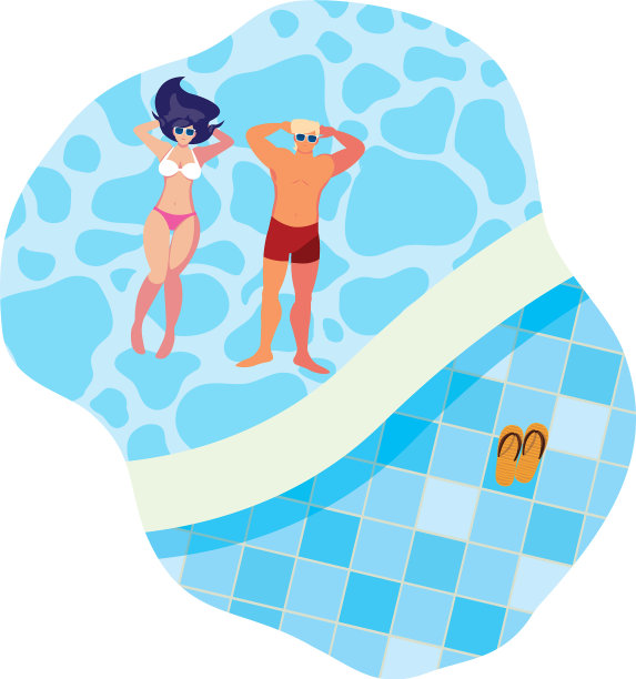 一对穿着泳衣的年轻夫妇浮在水面上图片下载