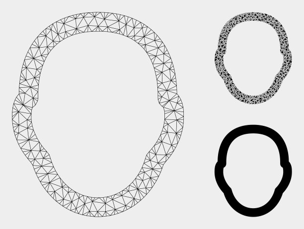 人体头部网格体模型和三角形图片下载