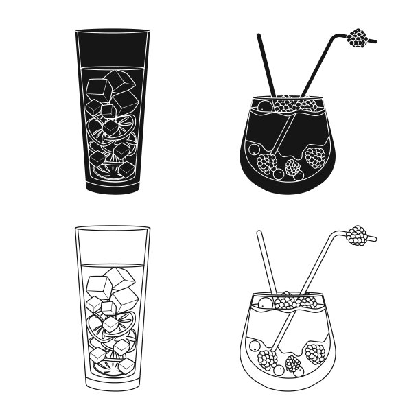 设计白酒和餐厅标志套装图片下载