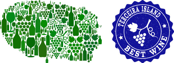 葡萄酒拼贴图的terceira岛和图片下载