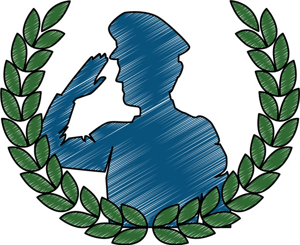 军人敬礼的剪影图片下载