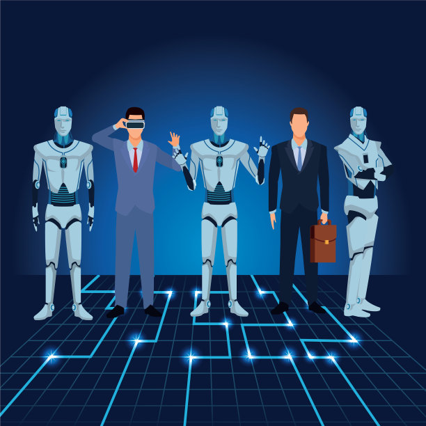 人形机器人和商人图片下载