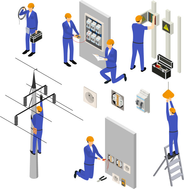 角色电工在统一的3d图标集图片下载
