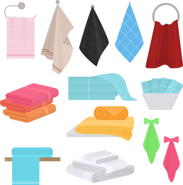 卡通颜色的手和浴布毛巾套装图片下载