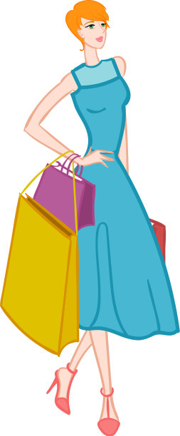 有购物袋的时尚女孩图片下载