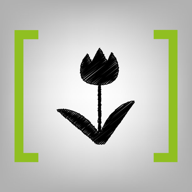 郁金香标志黑色潦草的图标在香橼图片下载