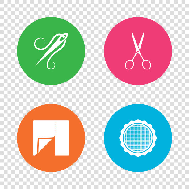 纺织布块图标剪刀理发师图片下载