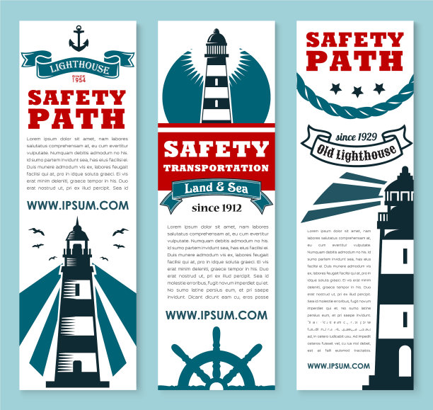 灯塔航海安全横幅集设计图片下载