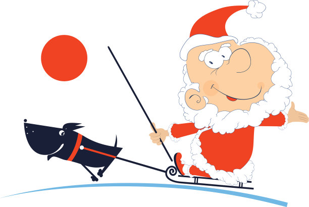 圣诞老人独自骑着雪橇的狗图片下载