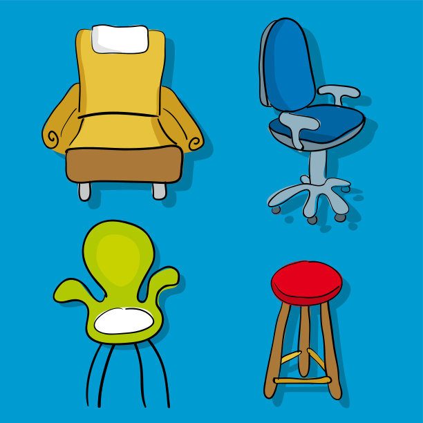 四个卡通风格的卡通椅子和沙发图片下载