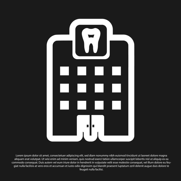 黑色牙科诊所图标孤立在黑色图片下载