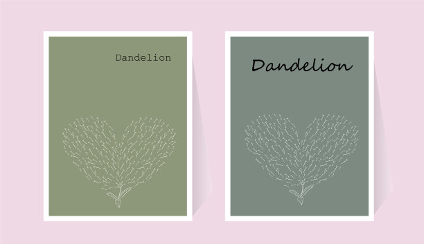 手工蒲公英涂鸦风格心形图片下载