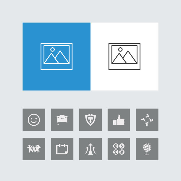 创意照片线图标与奖金图标。图片下载