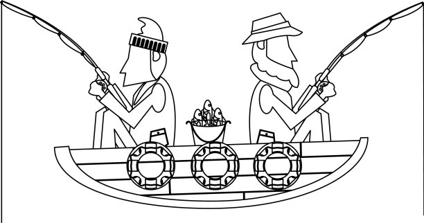 渔民在船上，黑白的图片下载