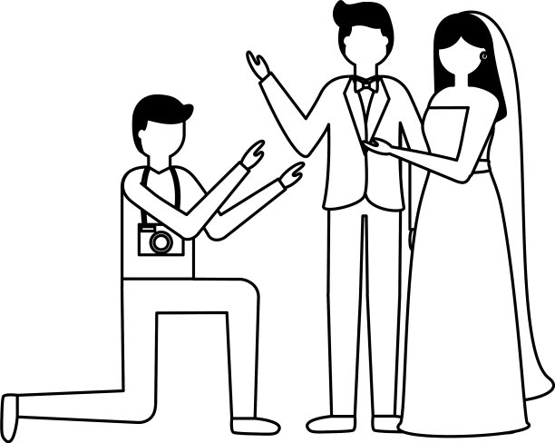 摄影师拍摄一对夫妇的婚礼照片图片下载