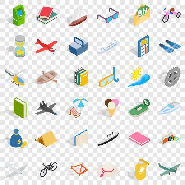 玩具的孩子图标设置等距样式图片下载