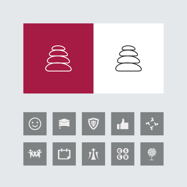 创意水疗治疗石线图标与奖金图标。图片下载