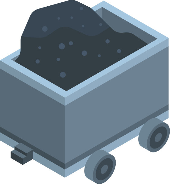 手推车与煤炭图标等距风格图片下载