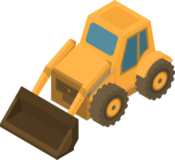 车轮推土机图标等距风格图片下载
