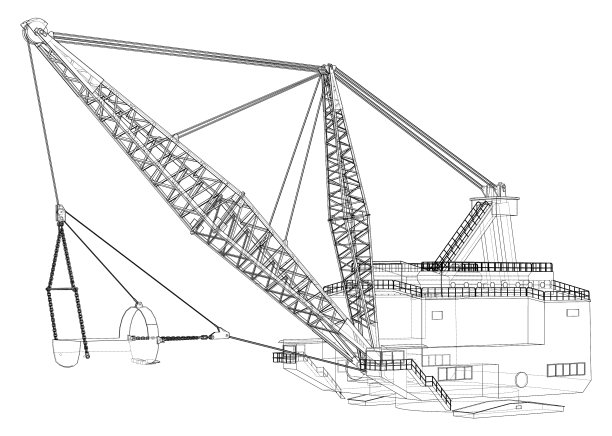 拉铲挖土机挖掘机行走图片下载
