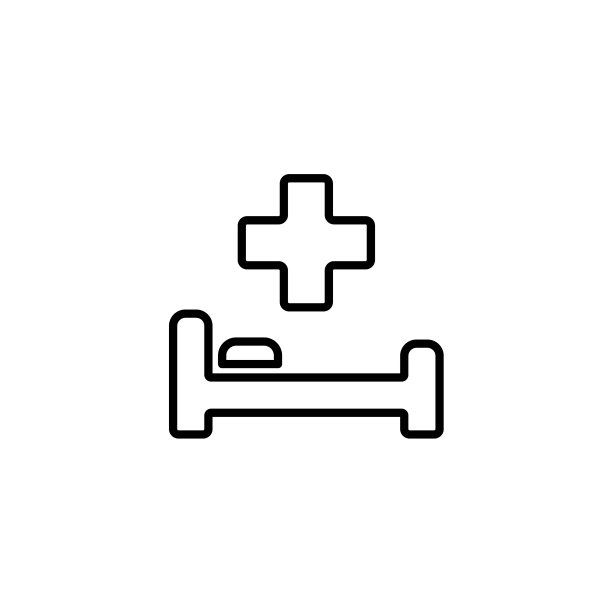 网页线条图标医院病床和十字图片下载