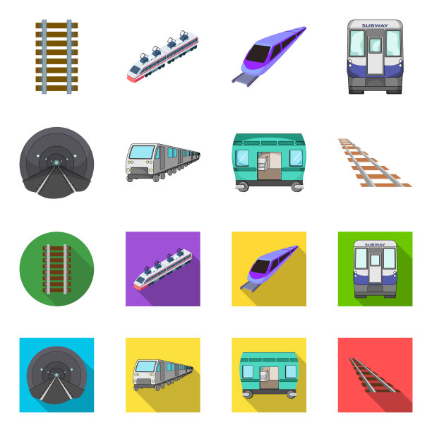 设计铁路和火车标志套图片下载