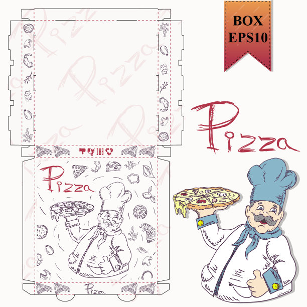 现成的布局包装盒的披萨图片下载
