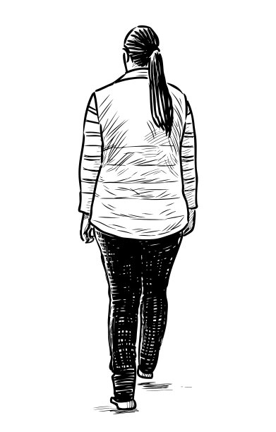 画一个随意的城镇妇女走在图片下载