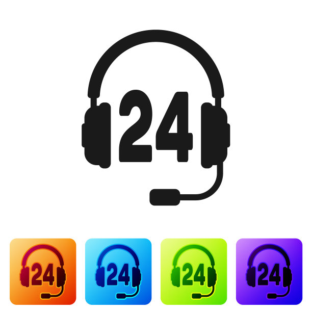 黑色耳机支持或服务图标打开图片下载