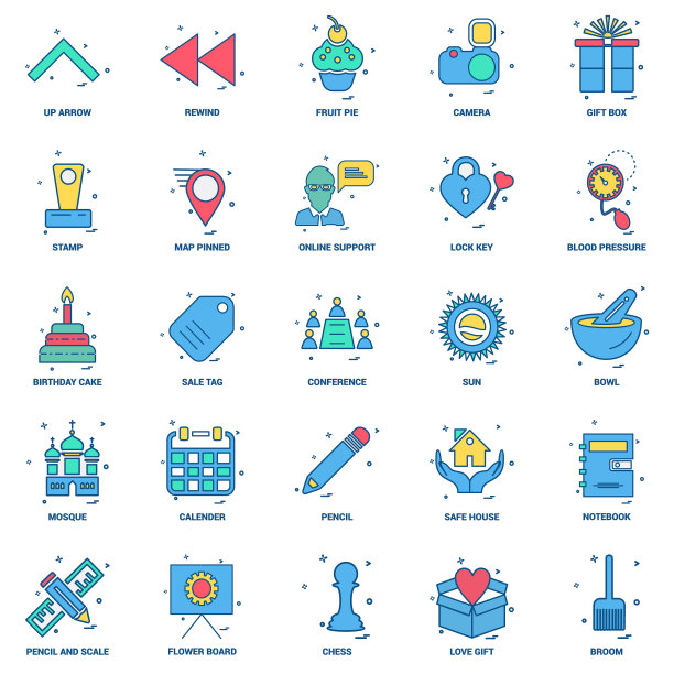 25个企业概念混合平面颜色图标集图片下载