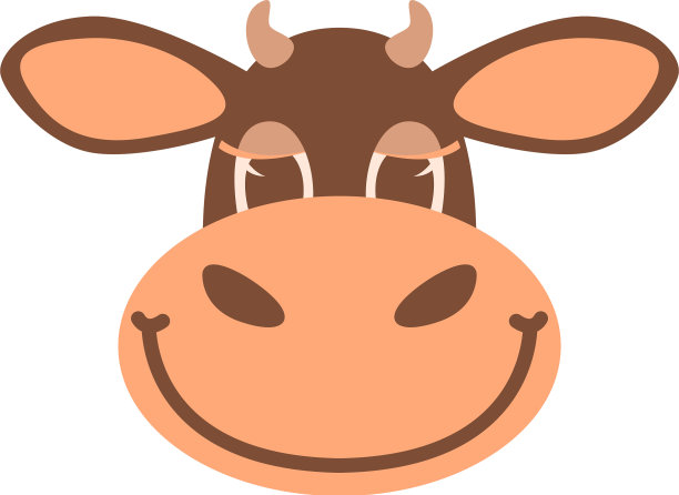 卡通牛面平式正面视图图片下载