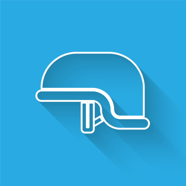 白色线军用头盔图标孤立与长图片下载