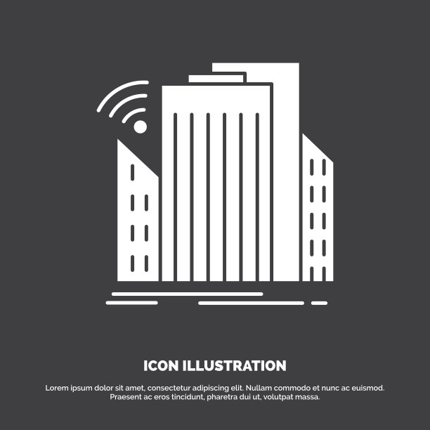 建筑城市传感器智能城市图标字形图片下载