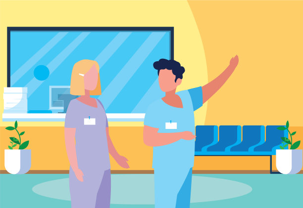 医院接待处的一对医务工作者图片下载