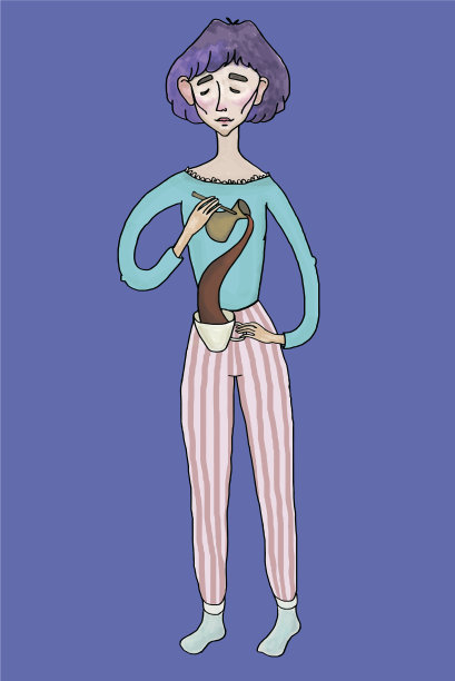 穿着睡衣的塞兹韦女孩正在煮咖啡图片下载