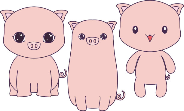 可爱的猪孤立动物图标图片下载
