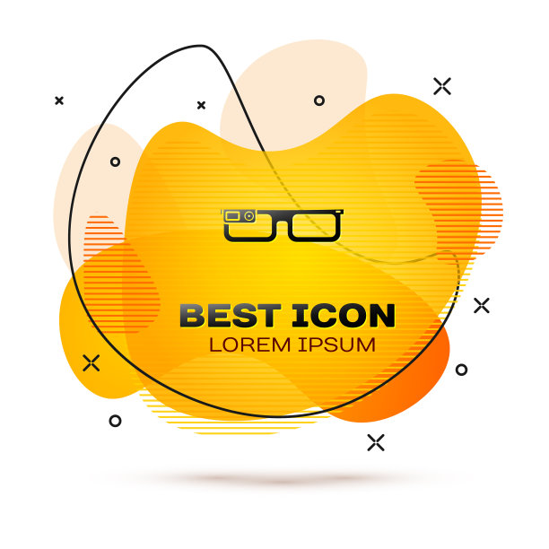 黑色智能眼镜上安装眼镜图标图片下载