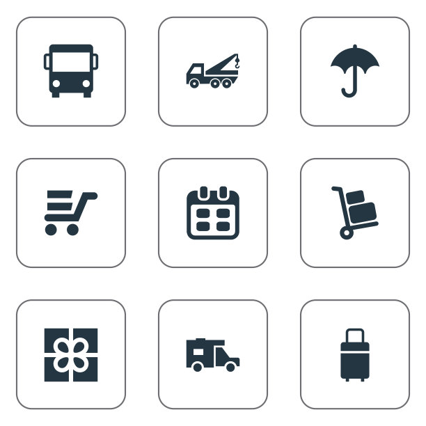 一套简单的推车图标图片下载