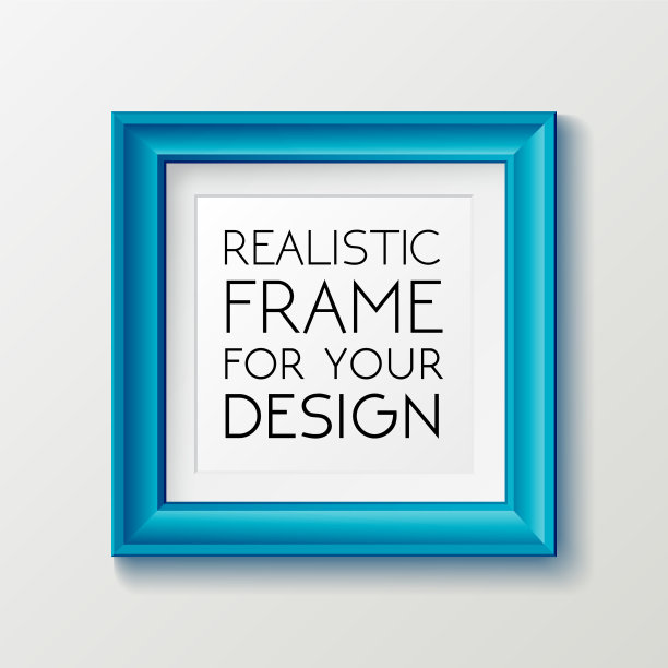 逼真的蓝色方块框架模板框架上图片下载