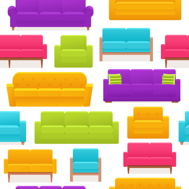 无缝图案沙发与扶手椅沙发图片下载