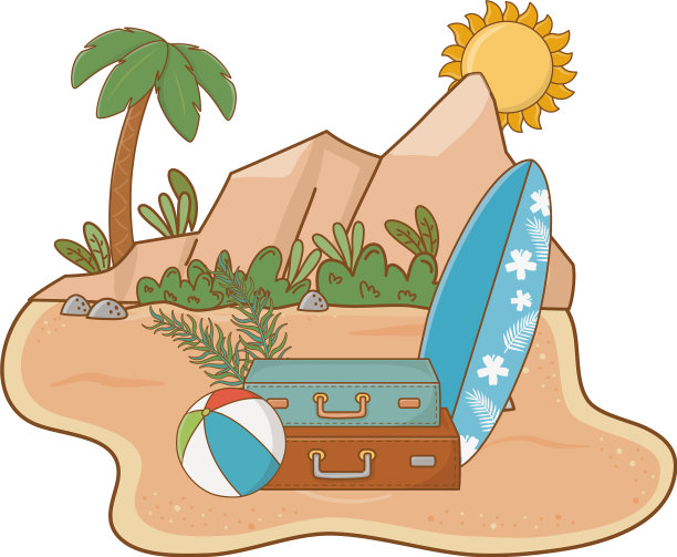 夏天和海滩可爱的卡通图片下载