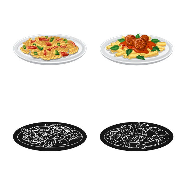 孤立对象意面和碳水化合物符号图片下载