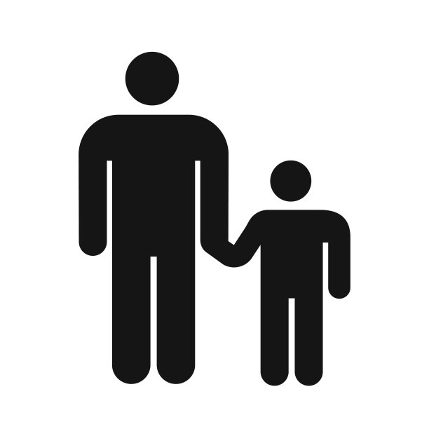 简单的风格图标与孩子牵手图片下载