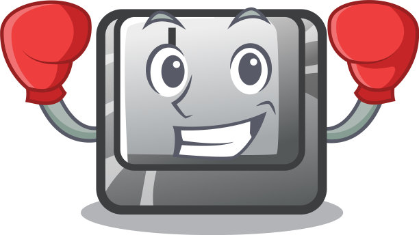 键盘吉祥物上的拳击按钮I图片下载