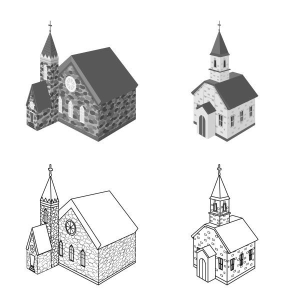 设计寺庙和历史标志集图片下载