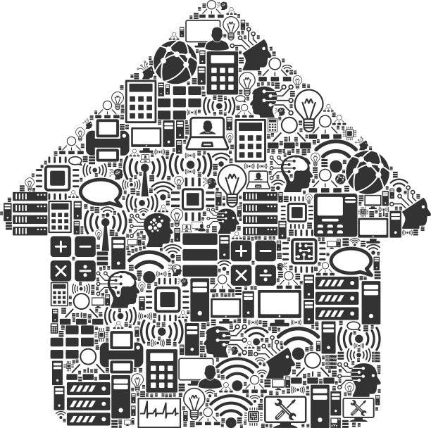 住宅马赛克图标的大数据和计算图片下载