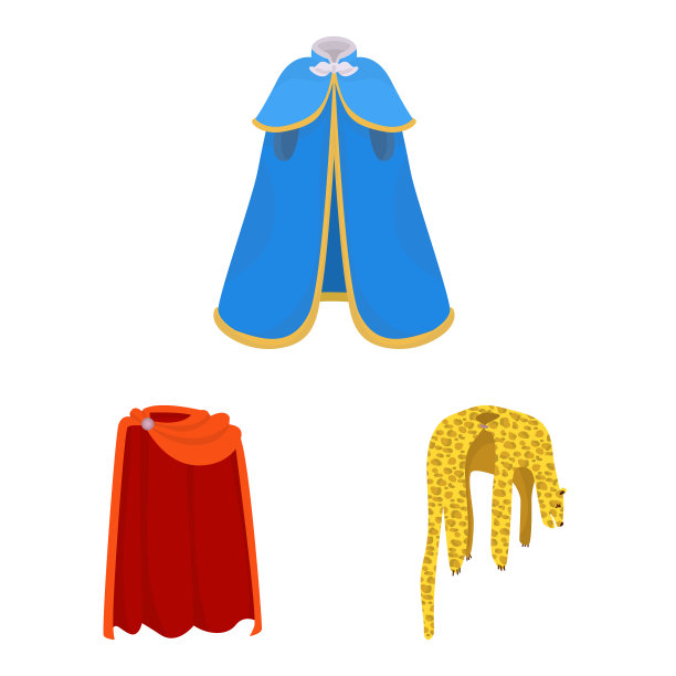 隔离对象斗篷和衣服的图标集图片下载